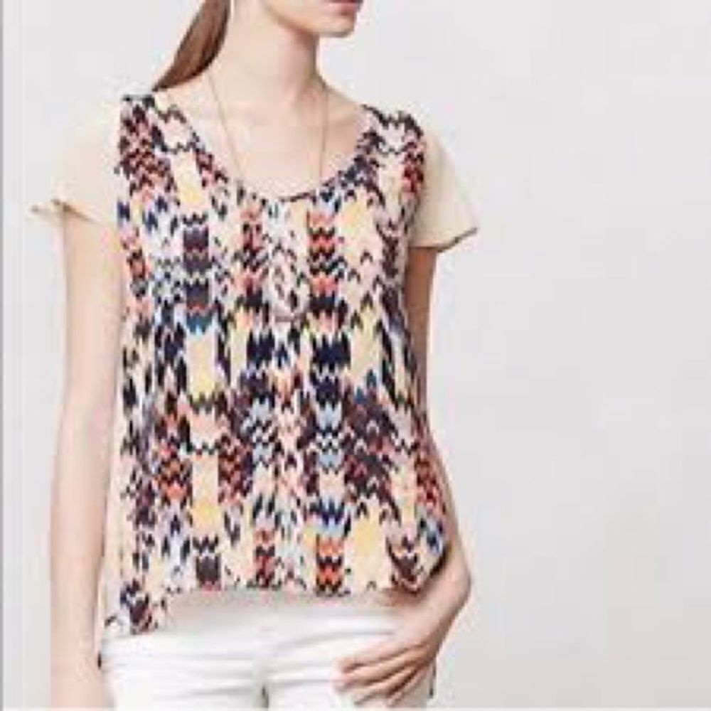 3/$25 Anthropologie Maeve Grafica Silk Top S